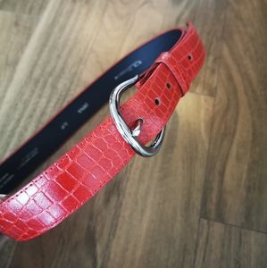 NWOT Red Croc-style Leather Belt